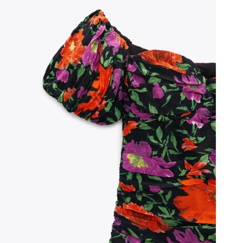 NEW! Zara Floral Print Off the Shoulder Mini Dress - Picture 5 of 13